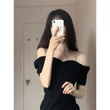 Fongt Style Temperament Package Hip Little Black Skirt French Style Sexy Pure Desire Wind Hot Girl Condole Belt Dress Dress-Outfit