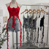 Special Price Sexy Hot Babes Hanging Backs Her Neck Short Leopard Sling Vest Flowers Lotus Leaves Floating Clothes