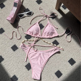 2024 Plain Color New Sexy Shell Chain Swimsuit Bikini