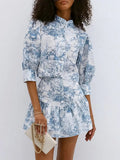Fongt Style Print Top + Skirt Women Spring 2025 New Two Sets Of High-End Comfortable Casual Fashion