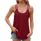 / Summer 2024 New Solid Color Round Collared Sleeveless Sling Vest Top-Outfit