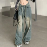 Tie Strap Seam Detail Vintage Washed Jeans-Outfit