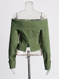 Fongt Street Coat Autumn 2024 New One-Word Lapel Zipper Stitching Design Sense Short Jacket Girl-Outfit