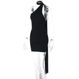 Black Drape Bandage Mini Dress-Outfit