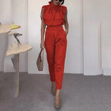 Fongt 2023 Summer New Personality Shoulder System Shows A Thin Waist Belt Decorative Pants Suit-Outfit