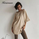 Summer Cotton Loose Sets Women 2021 Oversized Two Pieces T Shirts and High Waist Knitted Shorts Outfits
