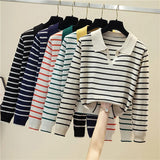 v-neck pullover polo sweater women's early autumn all-match tops long-sleeved knitted bottoming sweaters jumpers-Outfit