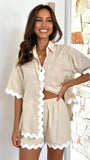 Fongt Spring 2024 New Women's Simple Fashion Short Shirt Casual Suit-88156-Outfit