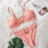 Diamond Bikini 2021 Sexy Solid One Shoulder High Cut Push Up Swimsuit Female Crystal Bathing Suit Brazilian Thong