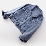 Denim Jacket Women Rivet Diamond Jean Coat 2023 Spring Autumn Blue Small Outerwear Casual Tops Lady All-match