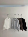 [Daihe] Autumn New Leisure Collar Pull Rope Versatile Temperament Even Sleeve Relaxed Shirt Coat Female H7477-Outfit