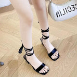 Fongt Style Tie Sandals Women's Summer Dress 2025 New Fashion Coarse Fairy Temperament High Heels
