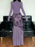 Fongt Holiday Wind Strapted Bow Wrinkled T-Shirt Skirt Set Low-Rise Net Yarn Skirt Two-Piece