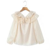 New Ladies' Lapel White Shirt With Long Sleeves And Foreign Style Blouse-Outfit