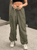 Size Friendly Low Waist Parachute Cargo Pants-Outfit