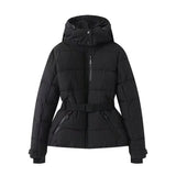Fongt Women's Clothing Explosion With Belt Long-Sleeved Ski Cotton Jacket Jacket