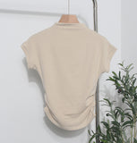 Real Shoot Half-High Collar Hottie Folded Slimmed Short T-Shirt Jacket Woman