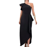 Fongt Fashion Solid Color Collar Lace Sleeves Sexy Long Dress In Autumn 2025