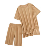 2021 Summer Women's Set 95% Cotton Suit Oversized Sets Long T-shirt Legging Shorts Suits High Quality