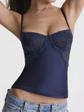 Blue Sexy See Through Lace Slim Corset