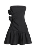 Fongt Style Three-Dimensional Decorative Dress Female Spring 2025 New Hot Girl Temperament Shoulder Bras A-Word Dress Dress