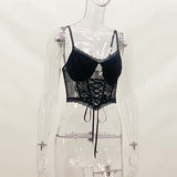 Dark Summer Lace Splicing, Slim, Short Spicy Girls, Leisure Straps, All Kinds Of Little Vests.-Outfit