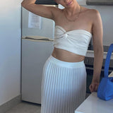 Knit Twisted Tube Top-Outfit