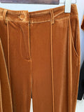 STREET Newest 2023 F/W Designer Suit Set Women's Single Button Velvet Blazer Flare Pants Set