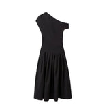 Fongt Summer New Women's Temperament Elegant Fashion High-Waisted Solid Color Long Dress