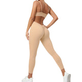 Fongt Tight And Breathable Yoga Exercise Jumpsuit With Wrinkled And Hip Integrated Quick-Drying Fitness Yoga Pants-Outfit