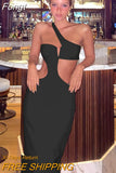 Pleated Backless Sexy Maxi Dresses for Women 2023 Summer One Shoulder Bodycon Long Dress Elegant Party Evening y2k