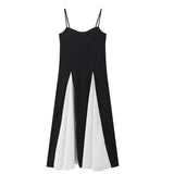 Fongt Women's Explosive Black And White Sling With Ribbon Dress Body Fashion Elegant Fashion Temperament
