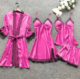 Fongt Woman Sexy Pajamas Four-Piece Korean Set Of Hanging Pajamas Women Homewear With Chest Pajamas Pajamas Pajamas