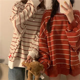 Autumn Oversized Hoodies Women Harajuku Long Sleeve Striped Sweatshirt Casual Loose Jumper Pullover