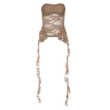 2024 Summer New Women's Lace-Up Tectoral Net Exposed Umbilly Body