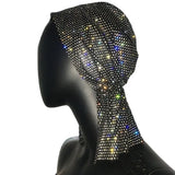 Stone Mesh Grid Trendy Wild Head Scarf Wrap Glitter Rhinestone Handmade Patchwork Celebrity Headband Turban Hair