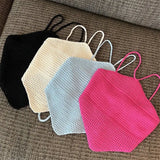 Fongt French Hanging Neck Sling Female Feel Back Knitted Solid Color Vest Outside Wearing Bra Sleeveless Top