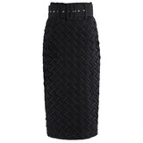 Casual Knitted Skirt For Women High Waist Plain Plaid Mid A Line Bodycon Skirts Female 2021 Autumn Fashion