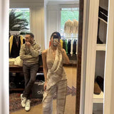 Fongt Summer New Women's Tie Dye Asymmetric Hanging Top Pants