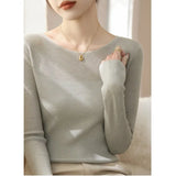 Fongt High-End Sense Collar Gray Knitted Bottoming Women Autumn And Winter Light Luxury Style Inside The