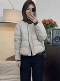 Round Collar Contracted White Duck Down Short Down Jacket Female Winter New Small Loose Show Thin And Thick Warm Coat-Outfit