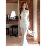 Fongt High-End Heavy-Working Nail Drill Sling Dress Women Summer Body Sex Pure Fishtail Ass Long