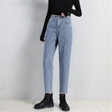 Autumn Winter Solid Jeans Harem 2020 Korean Bf Trousers Ladies High Waist Denim Long Pant Female Jeans Plus Size