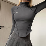 Stitch Detail Long Sleeve Top-Outfit