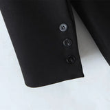 Fashion Women's Fashion Autumn British Version Loose One-Button Suit Jacket Black Medium-Length Suit Jacket-Outfit