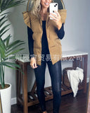 The Ins Hot Ladies Autumn Winter Down Jacket Casual Standing Collar Buckle Double Plug Bag Flying Lotus Leaf Sleeve Vest-Outfit