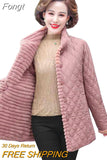 Winter Jacket Plus Velvet Padded Coat Middle-Aged Women Stand-up Collar Wadded Jackets Thick Warm Short Outwear