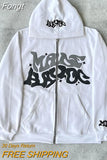Letter Print Zip Up Hoodies Women Men Casual Streetwear Long Sleeve Jacket Coats American Oversized Hooded Sweatshirts