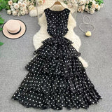 Fongt Luxury High-End Sleeveless Dress Women's Summer Harvest Waist Thin Luxury Temperament Chic Cake Skirt