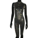 Wmen Mini Dress Sparkly Rhinestone Mesh Transparent See Through Clubwear Sleeveless Sequin Diamonds Hollow Out Party